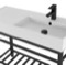 Modern Ceramic Console Sink With Counter Space and Matte Black Base, 40